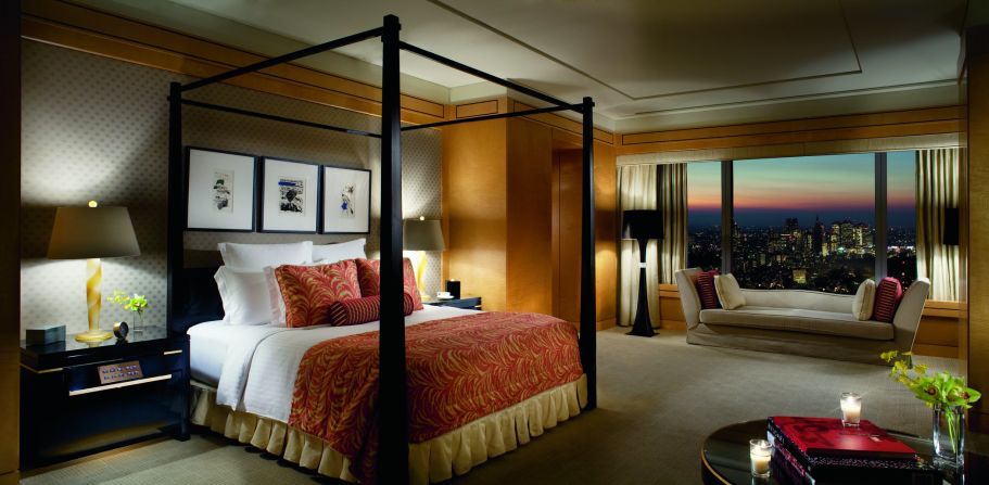 The Frank Nicholson-designed suite the Ritz-Carlton Tokyo ($20,000) comes with a four-poster king-size bed, Frette linens, a private den and a dining room that seats 16. As the suite resides in Tokyo's tallest tower, the views of Shinjuku's skyline are pretty spectacular. 