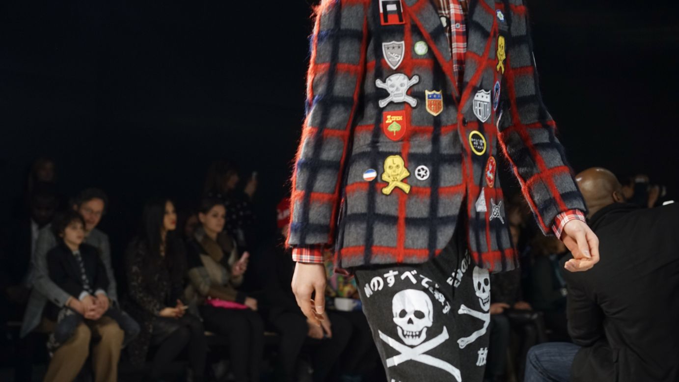 Libertine's collection also included menswear. Many of the jackets were embellished with skull-and-crossbones patches.