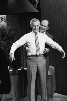 Henry Heimlich demonstrates the  maneuver on Johnny Carson in 1979.

