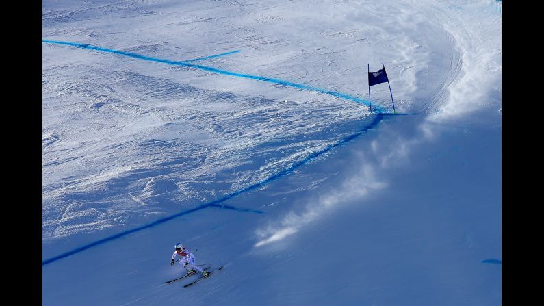 Julia Mancuso of the United States skis in the downhill on February 12.