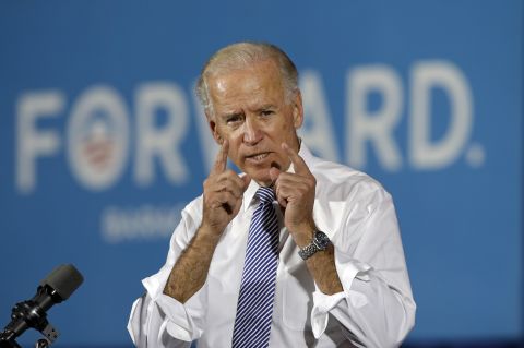 Joe Biden speaks during a campaign rally at Lorain High School in Ohio in October 2012.