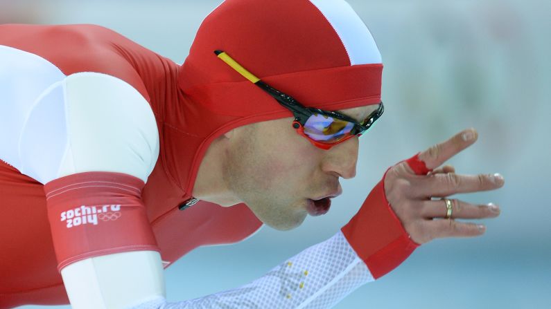 Polish speedskater Zbigniew Brodka competes in the men's 1,000 meters on February 12.