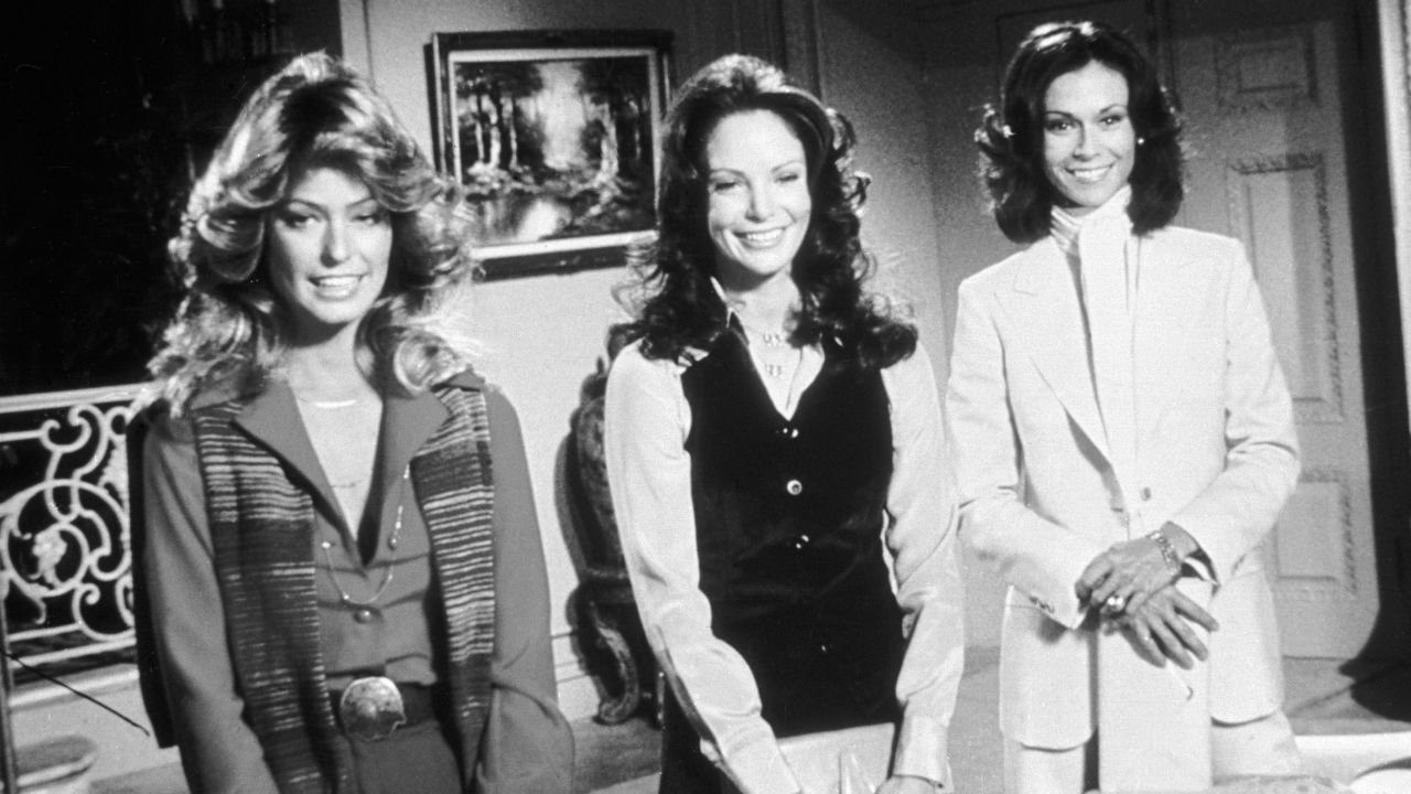 From left, American actresses Farrah Fawcett, Jaclyn Smith, and Kate Jackson in a scene from an episode of the television program 'Charlie's Angels,' mid 1977. (Photo by Pictorial Parade/Getty Images)