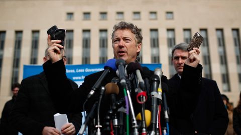 In February 2014, Paul announced that he was suing President Barack Obama and top national security officials over the government's electronic surveillance program made public by intelligence leaker Edward Snowden.