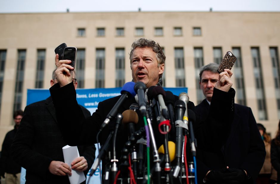 In February 2014, Paul announced that he was suing President Barack Obama and top national security officials over the government's electronic surveillance program made public by intelligence leaker Edward Snowden.