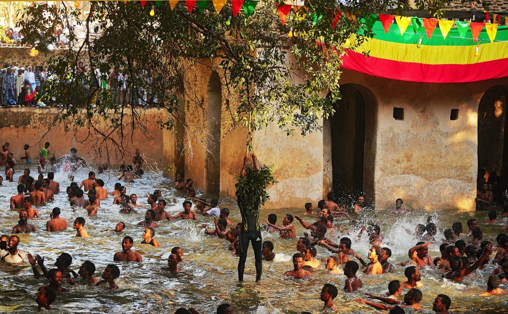 Every year during Timket -- the holiest holiday on the Ethiopian Orthodox Christian calendar -- thousands of pilgrims flock to the city of Gondar to immerse themselves in holy water. Two days of festivities ends in a jovial splash about.