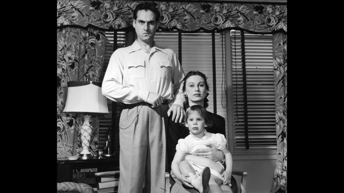Caesar poses for a portrait in 1953 with his wife, Florence, and their daughter, Karen.