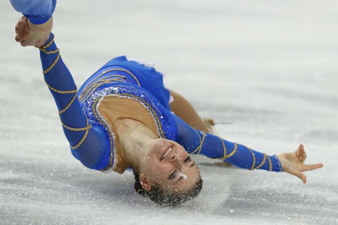 Israel's Evgeni Krasnopolski and Andrea Davidovich compete in pairs figure skating on February 12.