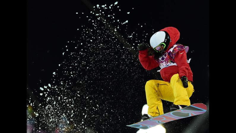 China's Liu Jiayu catches air in the women's halfpipe on February 12.