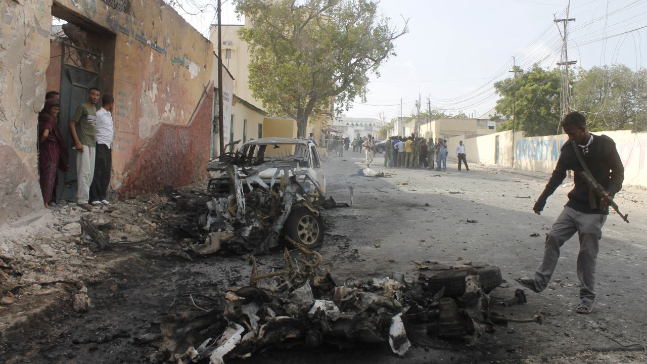 At least eight mortar rounds rained down on the Somali capital of Mogadishu late Wednesday, coming of the heels of recent attacks that have included mortar strikes and car bombs (above).