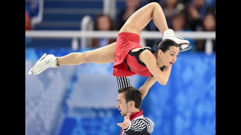 Russia's Fedor Klimov and Ksenia Stolbova compete in pairs figure skating on February 12.