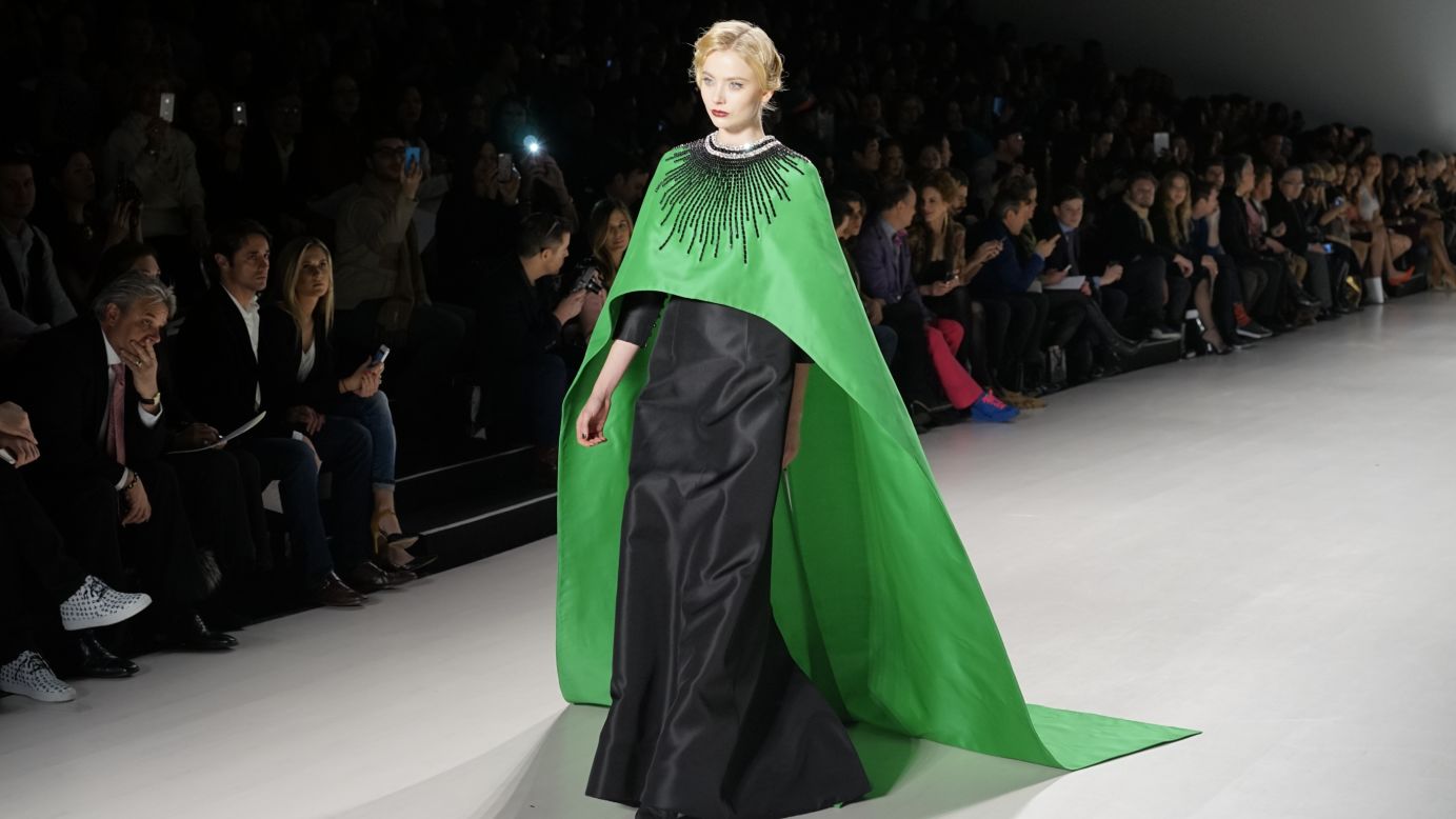 Zang Toi was one of many designers that played with a cape silhouette, as seen here, during this New York Fashion Week.