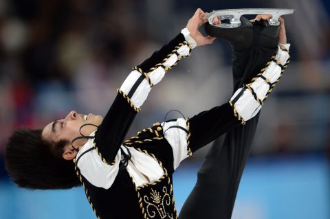 Figure skater Michael Christian Martinez of the Philippines performs during the men's individual competition on February 13.