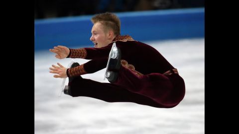 Swedish figure skater Alexander Majorov performs his short program during the men's individual competition on February 13.  