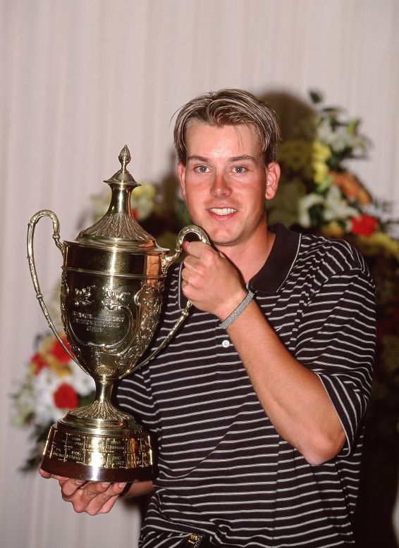A 25-year-old Stenson with the Benson and Hedges International Open trophy in 2001. His maiden European Tour win was followed by a dramatic slump the following season where he missed 14 cuts in 22 events and won just over €40,000 ($55,000) in prize money.