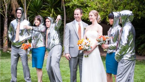 Betabrand's DiscoLab makes people shiny. Yay! Because you'll never regret this wedding photo.