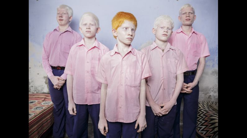<strong>1st Prize People -- Staged Portraits Single: </strong>A group of blind albino boys photographed in their boarding room at the Vivekananda mission school for the blind in West Bengal, India. This is one of the very few schools for the blind in India today.