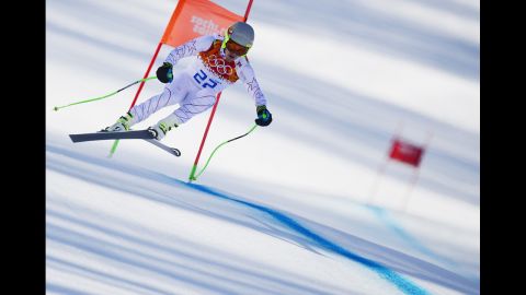 U.S. skier Ted Ligety makes his downhill run during the men's super-combined.