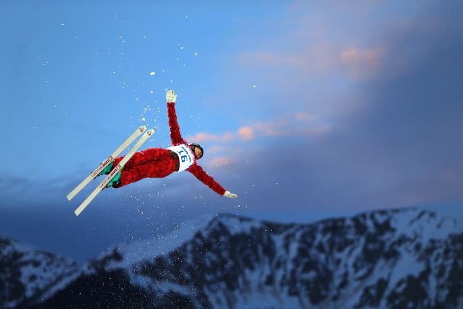 Veronika Korsunova of Russia competes in the women's aerials on February 14.