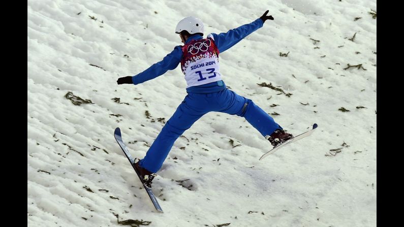 Belarus' Alla Tsuper competes in the women's aerials.
