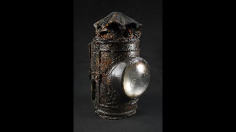Experts believe this lantern was used as a flashlight by the submarine's commander.