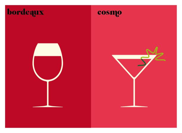 <strong>THE DRINK: </strong>Call me a stickler, but if a city is going to have a signature beverage it could at least come from that city. Sometimes the clue is in the name, in this case Bordeaux being from Bordeaux -- that charming wine growing region in the south west of France and roughly 600 kilometers from anything vaguely Parisian. <br />   <br />Whereas Cosmo, as everyone knows, is an area of New York just above Sex and the City Street, and below Manolo Blahnik Boulevard. And just look at that fancy garnish.<br /><br /><em>Score: Paris 5, New York 5.  </em>