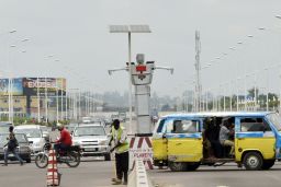 A traffic robot cop on Triomphal boulevard of Kinshasa helps tackle the hectic traffic.