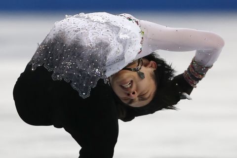Japan's Yuzuru Hanyu performs in the men's individual figure skating event February 14.