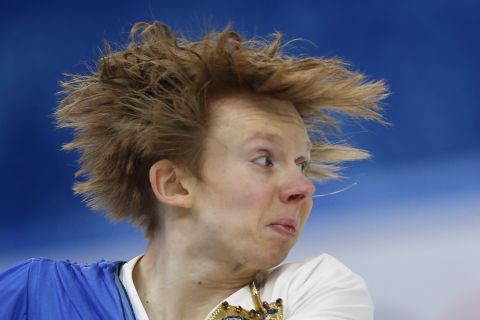Canada's Kevin Reynolds performs in the men's individual figure skating event on February 14.