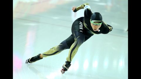 Taro Kondo of Japan competes in the men's 1,500-meter speedskating event on February 15. 
