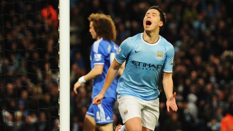 Samir Nasri was jubilant after scoring in Manchester City's 2-0 win over Chelsea in the FA Cup. 
