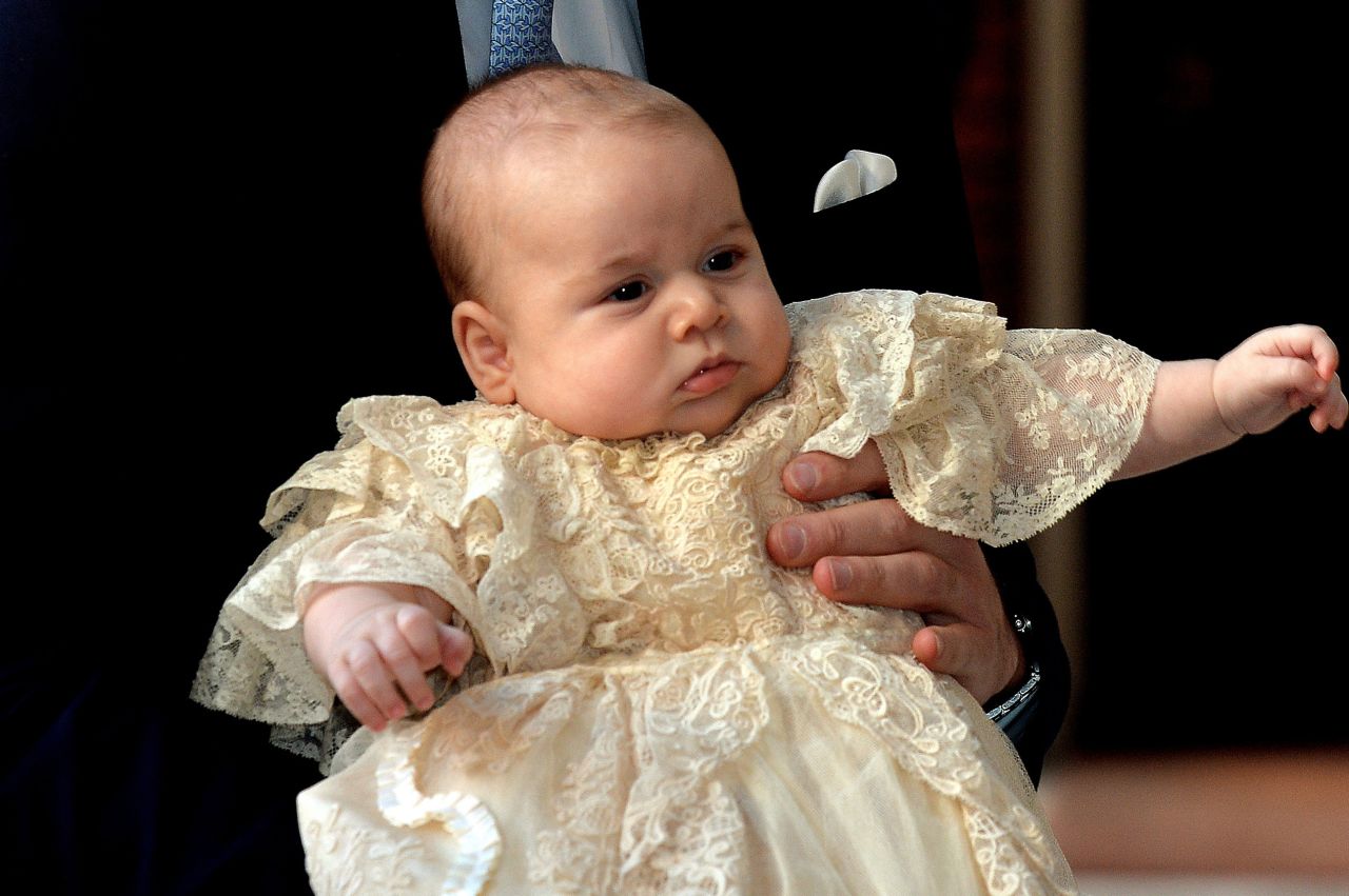 <a href="http://www.cnn.com/2014/12/13/world/gallery/prince-george/index.html" target="_blank">Prince George</a> of Cambridge arrives with parents Prince William, Duke of Cambridge, and Catherine, Duchess of Cambridge, for his christening on October 23, 2013.