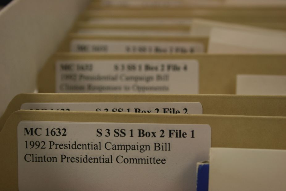 Blair's documents were donated to the University of Arkansas after her death in 2000. The Blair collection had 109 boxes of carefully collected documents, each with up to 20 folders in them -- 16 of the boxes contained material on the Clintons.