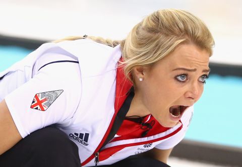 Anna Sloan of Great Britain competes against Russia during a curling match on February 17.