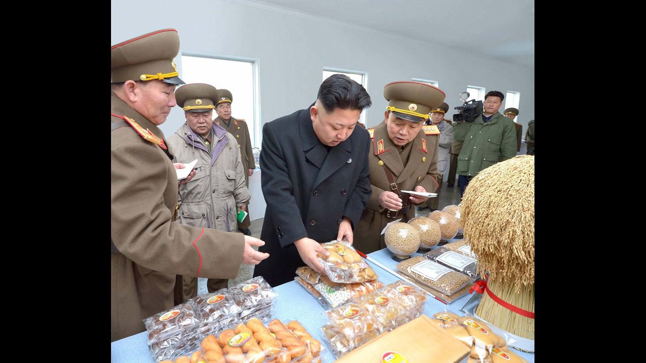 Kim visits an army unit in this undated photo.    