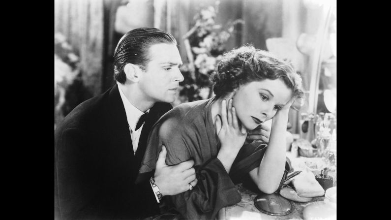 <strong>Katharine Hepburn (1934):</strong> Douglas Fairbanks Jr. and Katharine Hepburn appear in the 1933 film "Morning Glory." Hepburn's performance earned her the best actress Oscar in 1934. There was no Academy Awards ceremony in 1933; films from that year and the last half of 1932 were eligible to win at the 1934 ceremony.