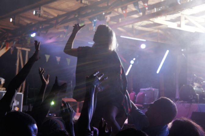 British dance DJ Goldierocks spins the revelers into a dancing frenzy at Lake of Stars. 