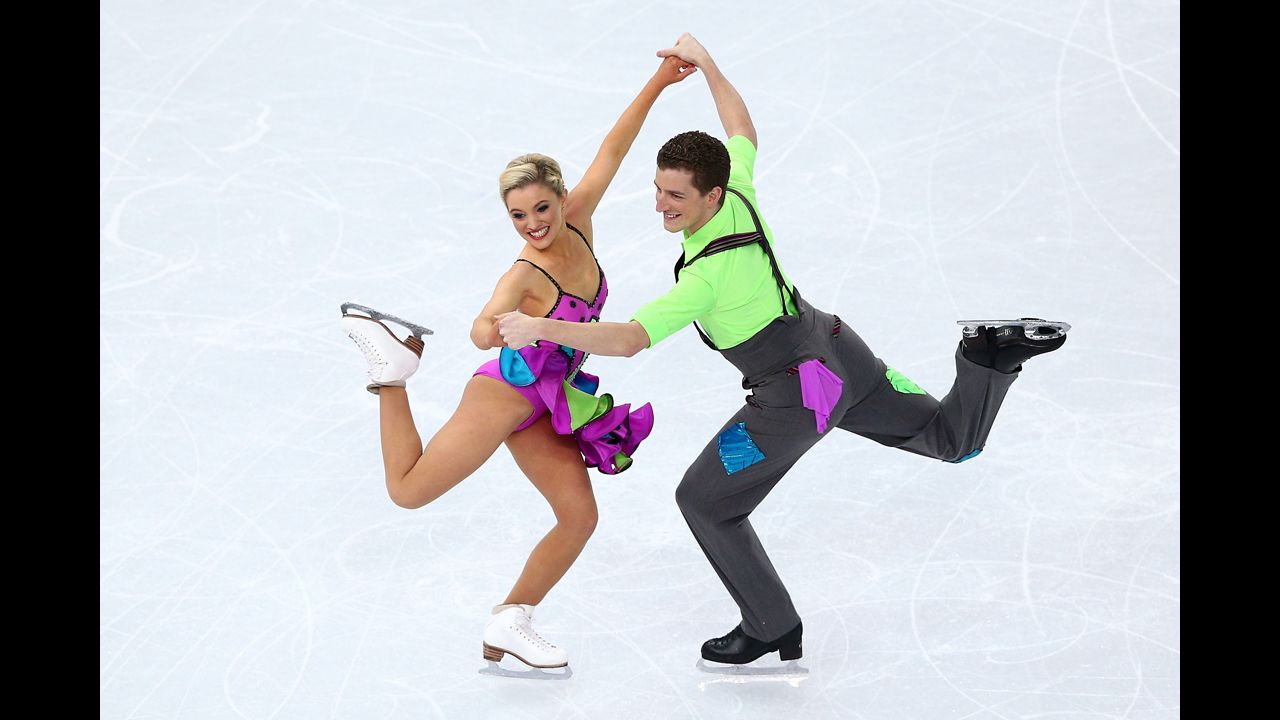 Australians Danielle O'Brien and Gregory Merriman compete in the ice dancing event on February 17.