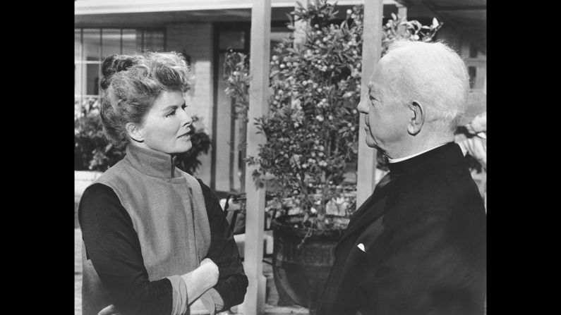 <strong>Katharine Hepburn (1968):</strong> Katharine Hepburn and Cecil Kellaway appear in a scene from "Guess Who's Coming to Dinner." Hepburn won her second Oscar more than 30 years after her first.