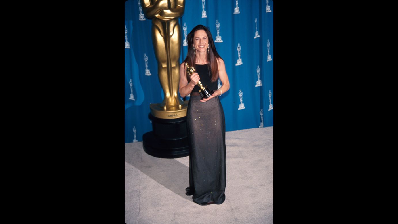 <strong>Holly Hunter (1994):</strong> Holly Hunter poses in the press room after being awarded the best actress Oscar for her performance in "The Piano."
