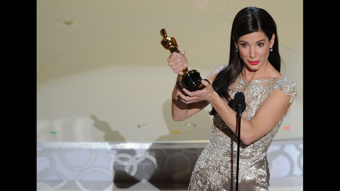 <strong>Sandra Bullock (2010):</strong> Best actress Sandra Bullock gives her acceptance speech after winning for "The Blind Side."