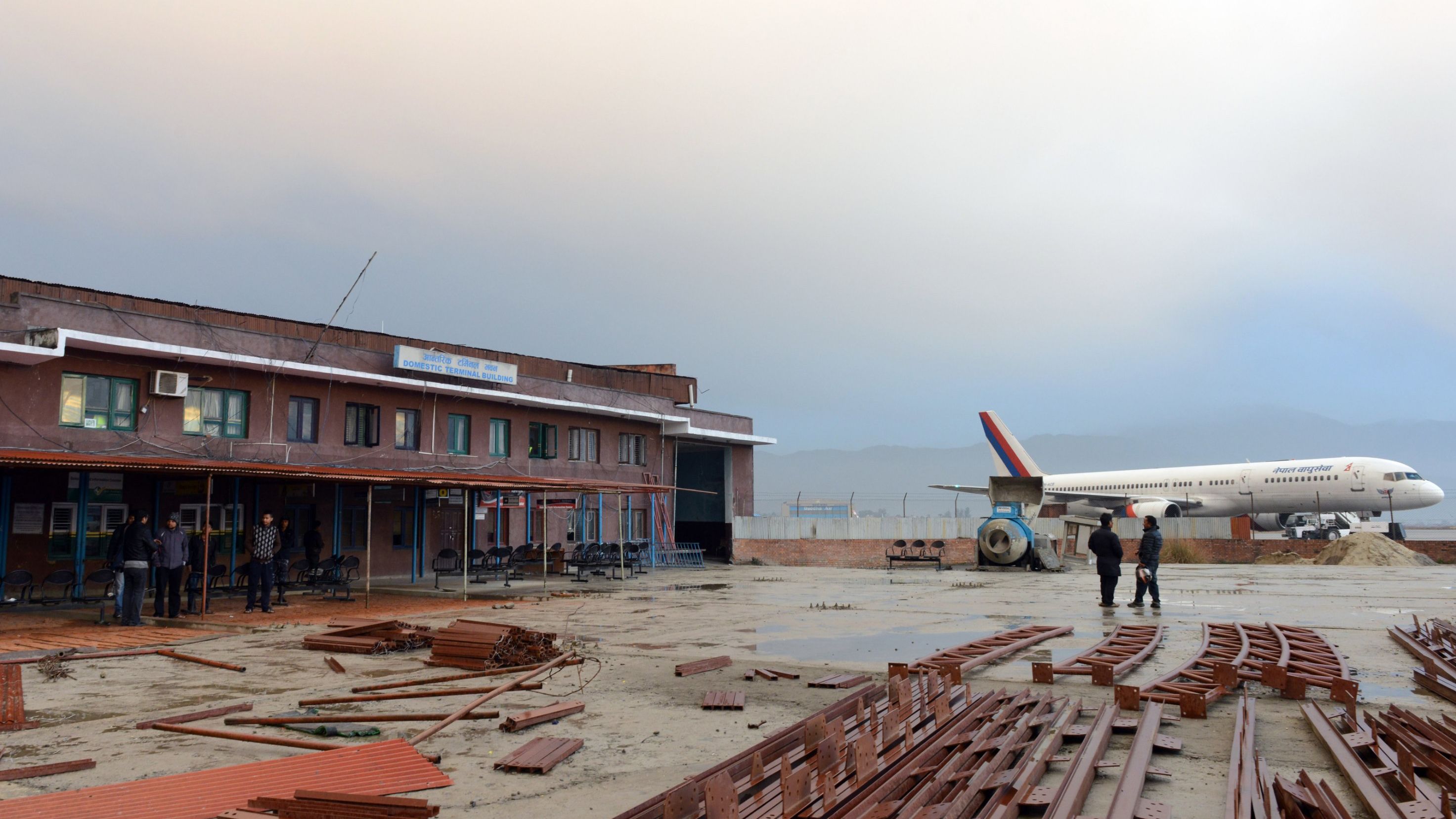 The domestic terminal building, after a domestic plane crashed in Kathmandu on February 16, 2014. 