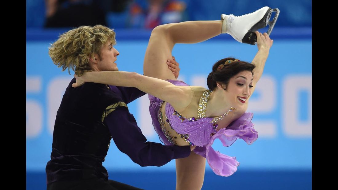 American ice dancers Charlie White and Meryl Davis compete on February 17.