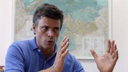 Venezuelan opposition leader Leopoldo Lopez, a former mayor of one of Caracas' five districts, talks during an exclusive interview with AFP in Caracas on February 11, 2014.