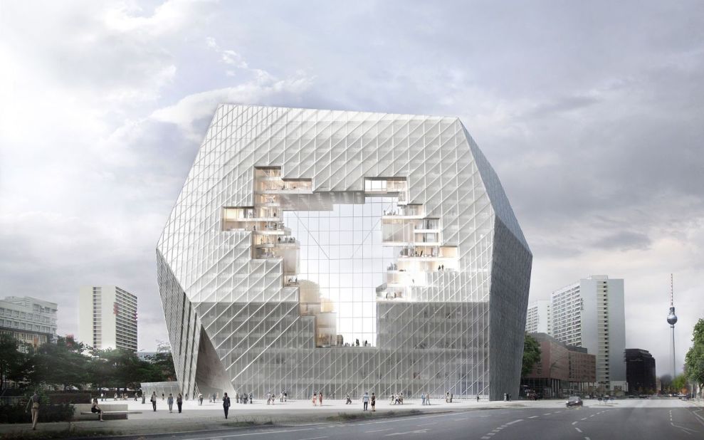 The architects at <a href="http://www.buro-os.com/axel_springer_en/" target="_blank" target="_blank">Büro Ole Scheeren</a> proposed this design for the new headquarters of Axel Springer, one of Europe's largest multimedia firms. The pixelated opening hints at the client's commitment to transparency. "At the core of the new building floats an urban-scale void, establishing a visual axis between former East and West and conceptually reuniting the two sides," the architects write in their project description. "The building emerges as a symbol of transparency and historic awareness."