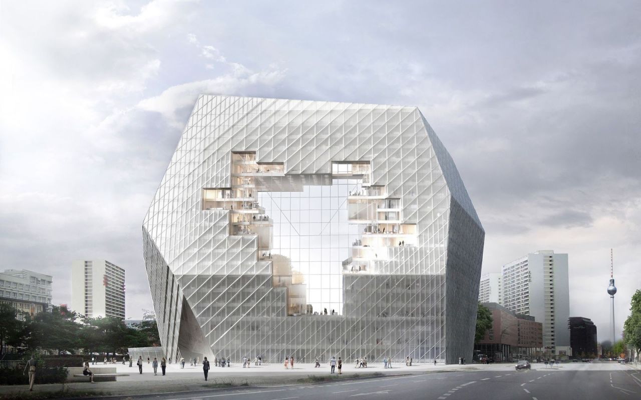 The architects at <a href="http://www.buro-os.com/axel_springer_en/" target="_blank" target="_blank">Büro Ole Scheeren</a> proposed this design for the new headquarters of Axel Springer, one of Europe's largest multimedia firms. The pixelated opening hints at the client's commitment to transparency. "At the core of the new building floats an urban-scale void, establishing a visual axis between former East and West and conceptually reuniting the two sides," the architects write in their project description. "The building emerges as a symbol of transparency and historic awareness."