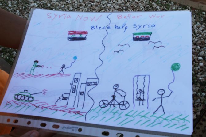A Syrian child drew this image after arriving in Lampedusa.