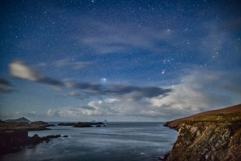 <strong>Kerry Dark Sky Reserve (Ireland): </strong>Orion is one of several constellations that can be seen at this dark sky reserve in Ireland. In this photo, and with the naked eye when there, you can see the Milky Way, the Andromeda Galaxy and the Orion Nebula. 