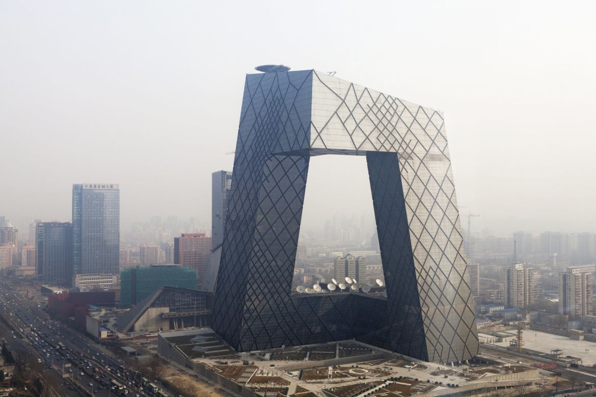 The CCTV tower by day.