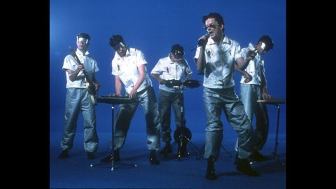 The band poses for a portrait circa 1979. The band started after Gerald Casale and Mark Mothersbaugh met as art students at Kent State University in Kent, Ohio.